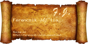 Ferencsik Júlia névjegykártya